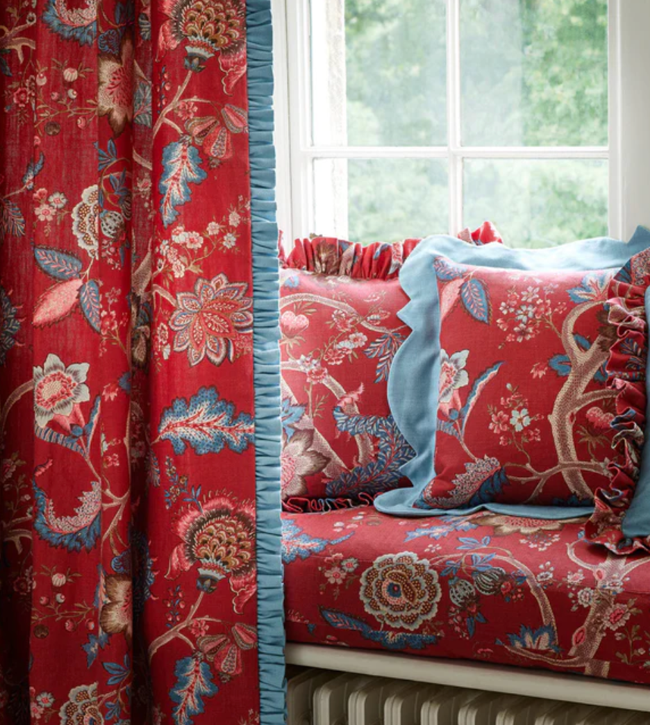 Old Red - Kitty Fabric Linwood 100% Linen curtains