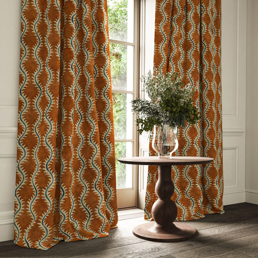 Paprika - Helter Skelter Velvet by Linwood - Curtains