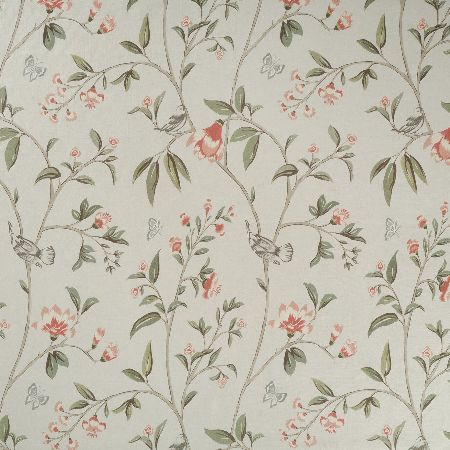 Pink/Green - Hidcote Fabric James Hare 100% Linen