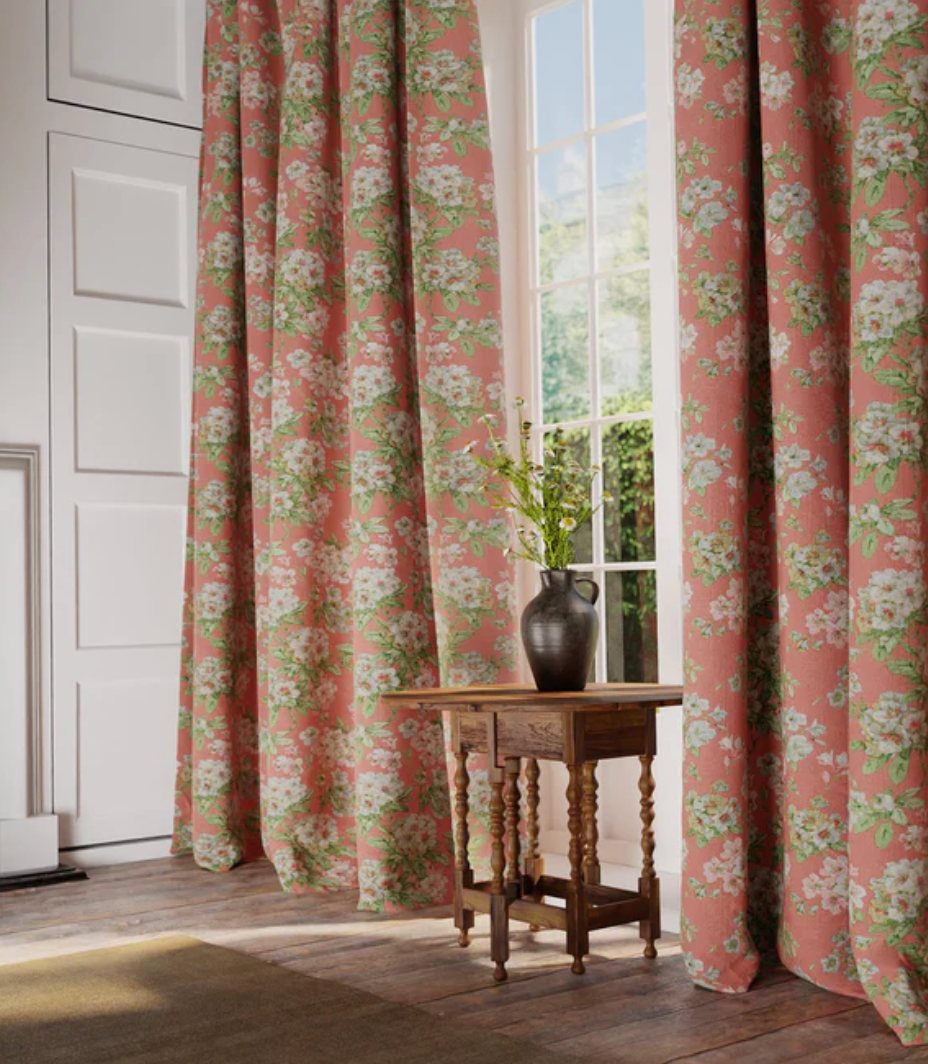 Pink/Orange - Gertrude Fabric Linwood 100% Linen curtains