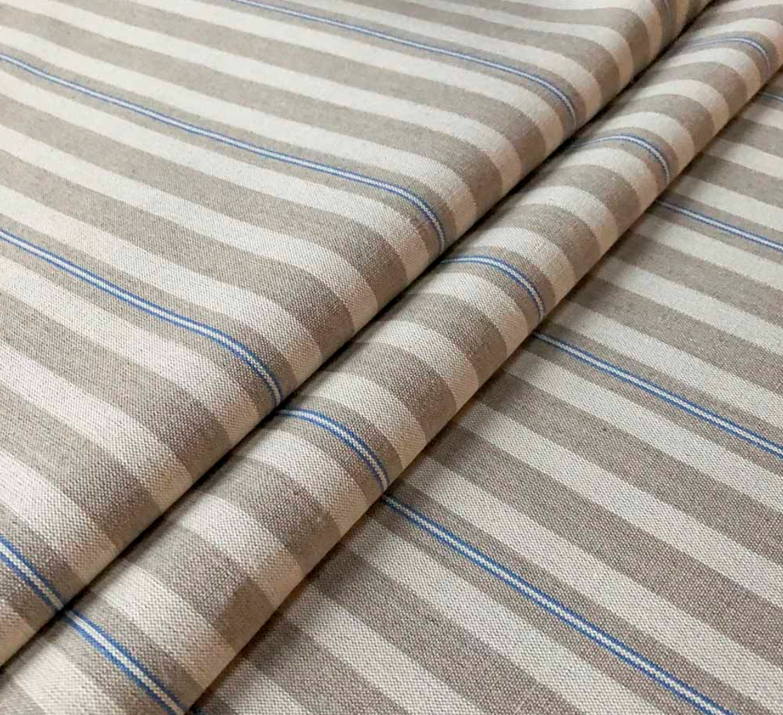 Indigo - Spencer Stripe Fabric Ian Mankin 100% Linen