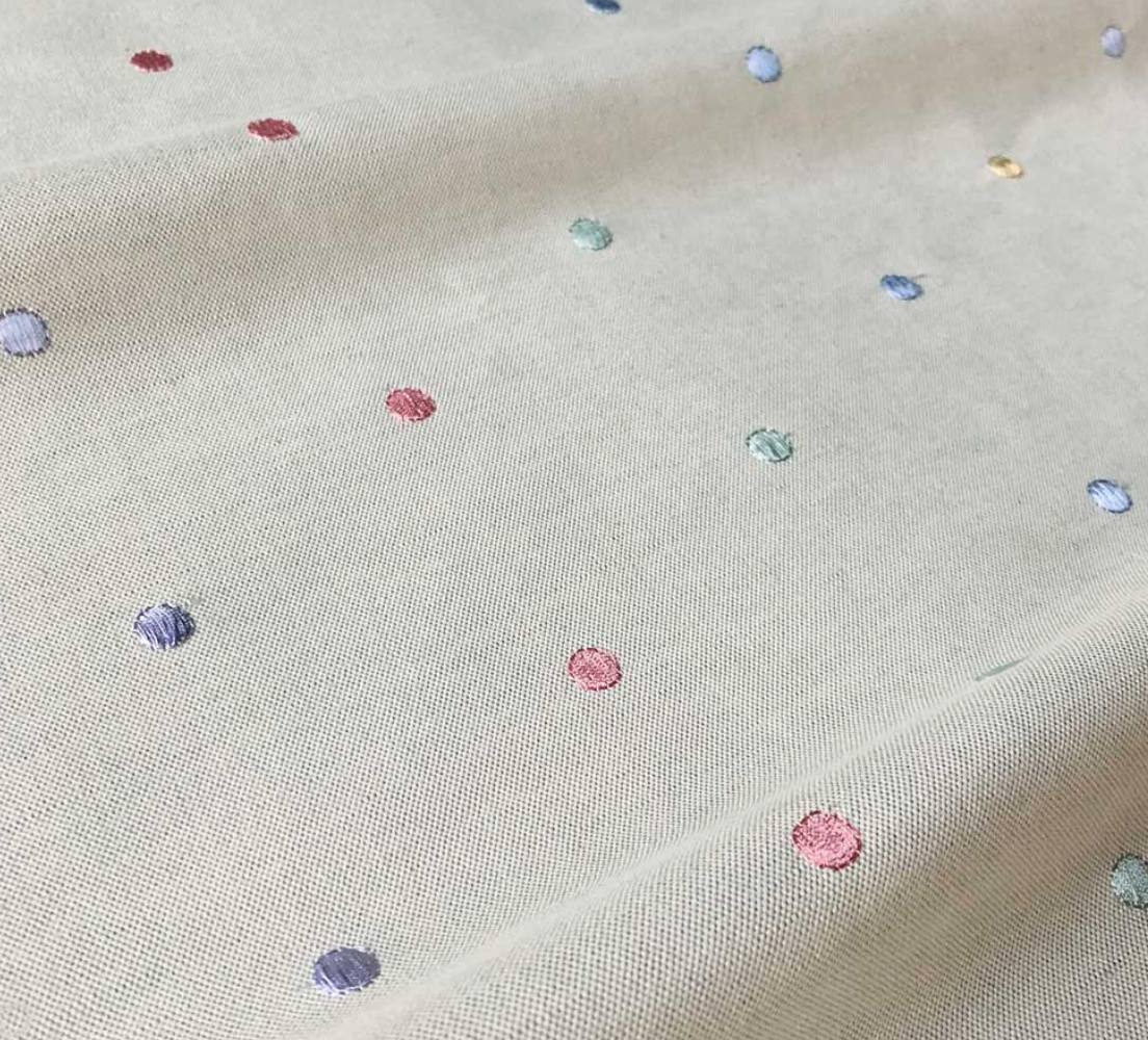 Cooshy Embroidered Spot Rainbow Linen/Cotton Blend