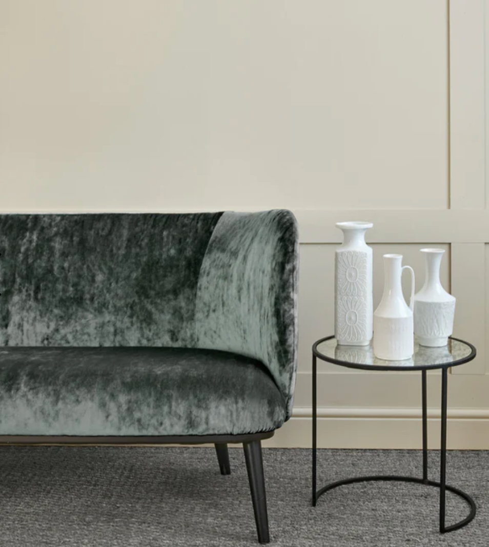 Stone - Cosmos Velvet by Linwood - Fabric, Curtains, Roman Blinds sofa