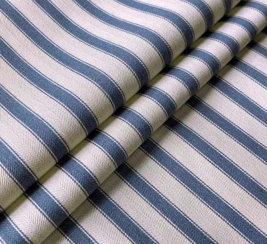 Airforce - Ticking Stripe 2 Fabric Ian Mankin 100% Cotton