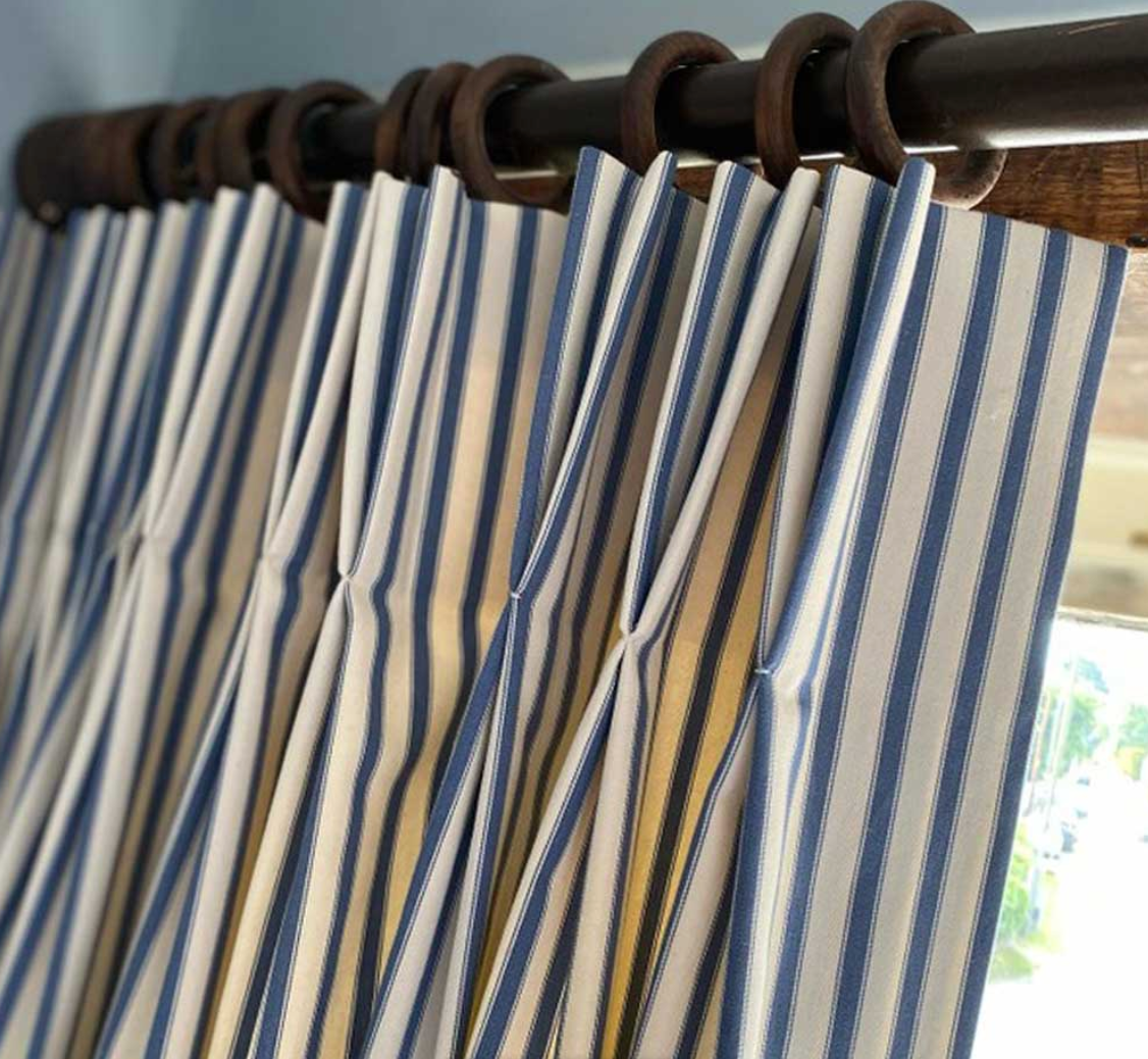 Airforce - Ticking Stripe 2 Fabric Ian Mankin 100% Cotton curtains