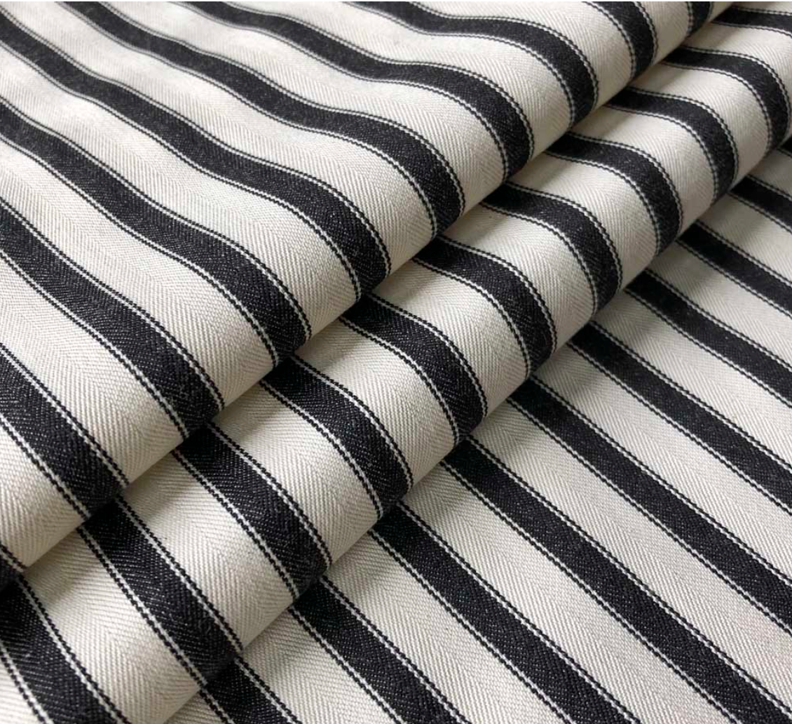 Black - Ticking Stripe 2 Fabric Ian Mankin 100% Cotton