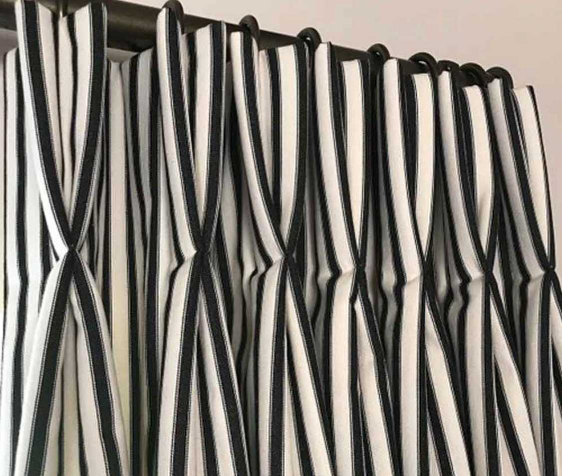 Black - Ticking Stripe 2 Fabric Ian Mankin 100% Cotton curtains