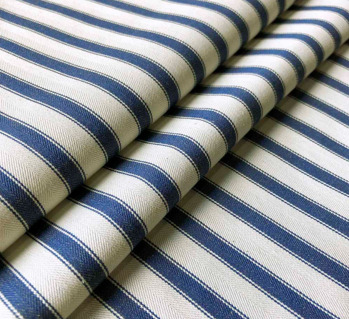 Navy - Ticking Stripe 2 Fabric Ian Mankin 100% Cotton