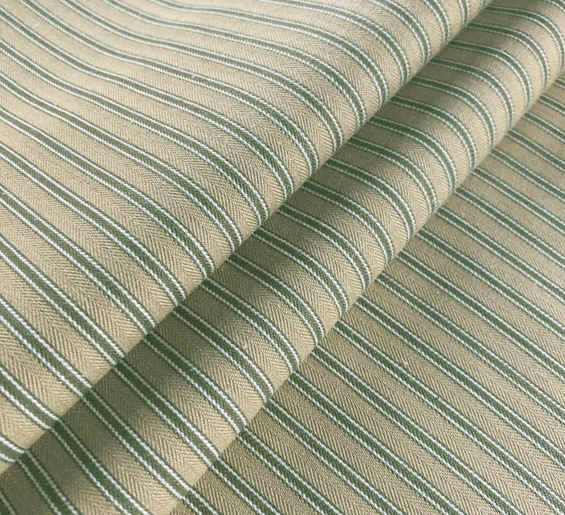 Khaki - Antique Ticking Stripe 1 Fabric Ian Mankin 100% Cotton