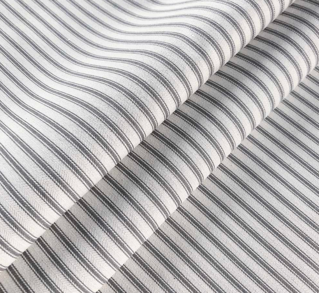 Cooshy Dark Grey Ticking Stripe 100% Cotton Fabric