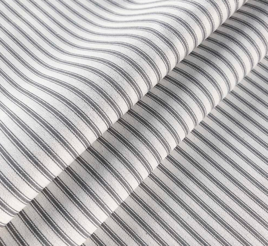 Cooshy Dark Grey Ticking Stripe 100% Cotton Fabric