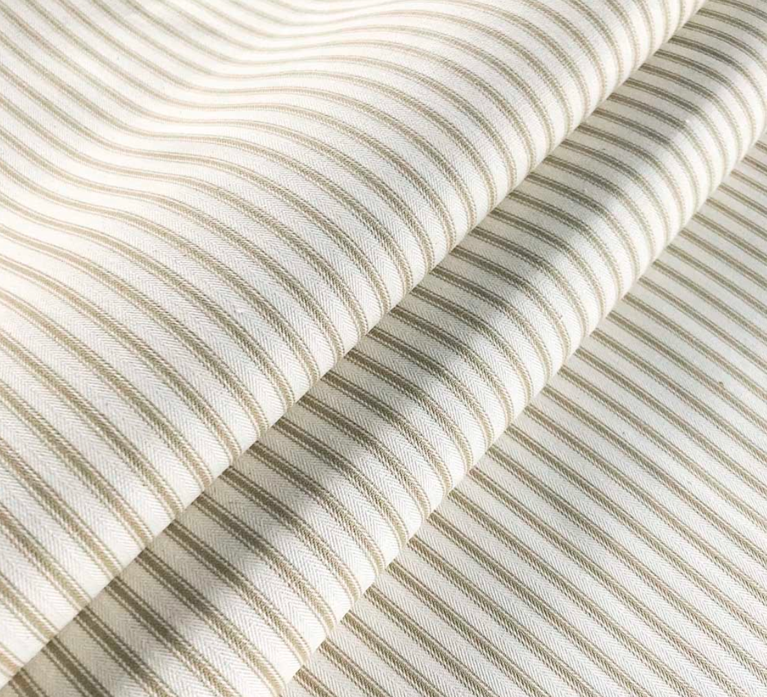 Cooshy Oatmeal Ticking Stripe 100% Cotton Fabric