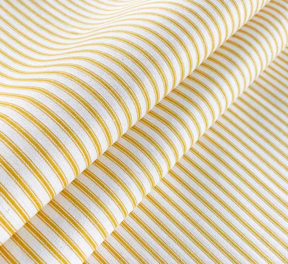 Cooshy Ochre Ticking Stripe 100% Cotton Fabric