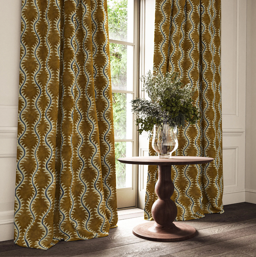 Turmeric - Helter Skelter Velvet by Linwood - Curtains