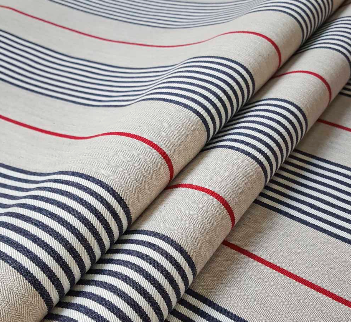 Dark Navy - Vintage Stripe Fabric Ian Mankin 100% Cotton