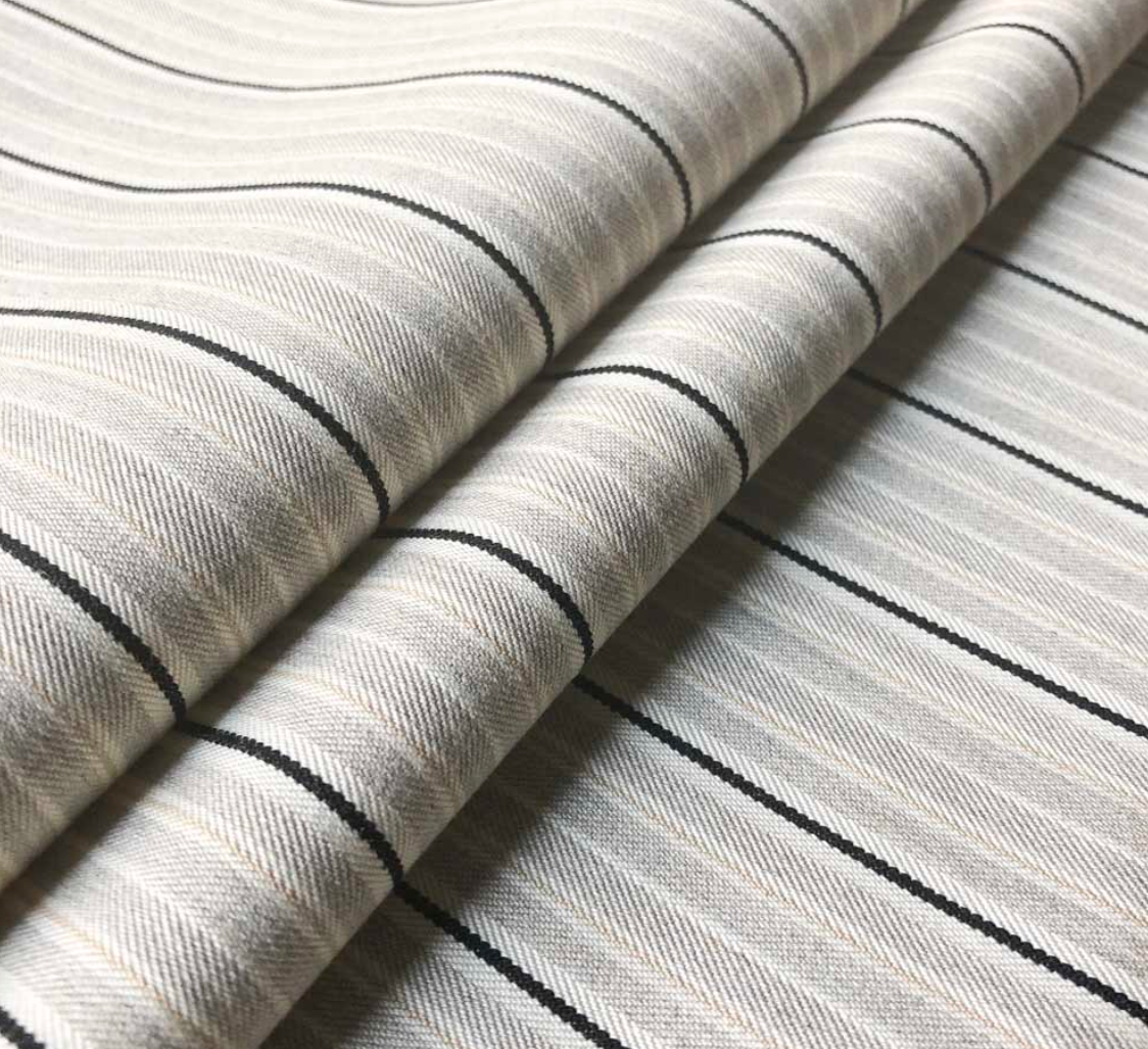 Black - Vintage Stripe 4 Fabric Ian Mankin 100% Cotton
