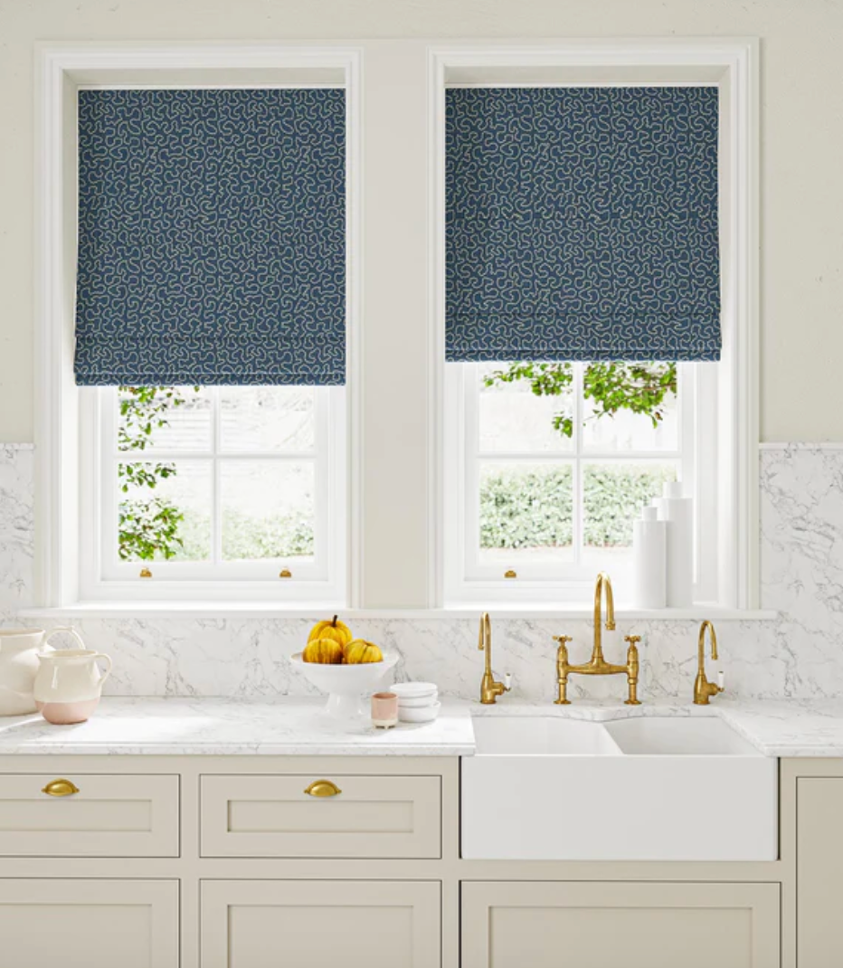 Cornflower - Wiggle by Linwood - Fabric, Curtains, Roman Blinds kitchen