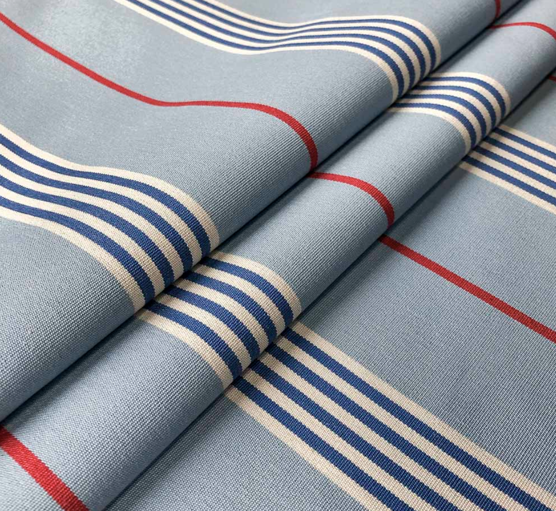 Sky - Worthing Stripe Fabric Ian Mankin 100% Cotton