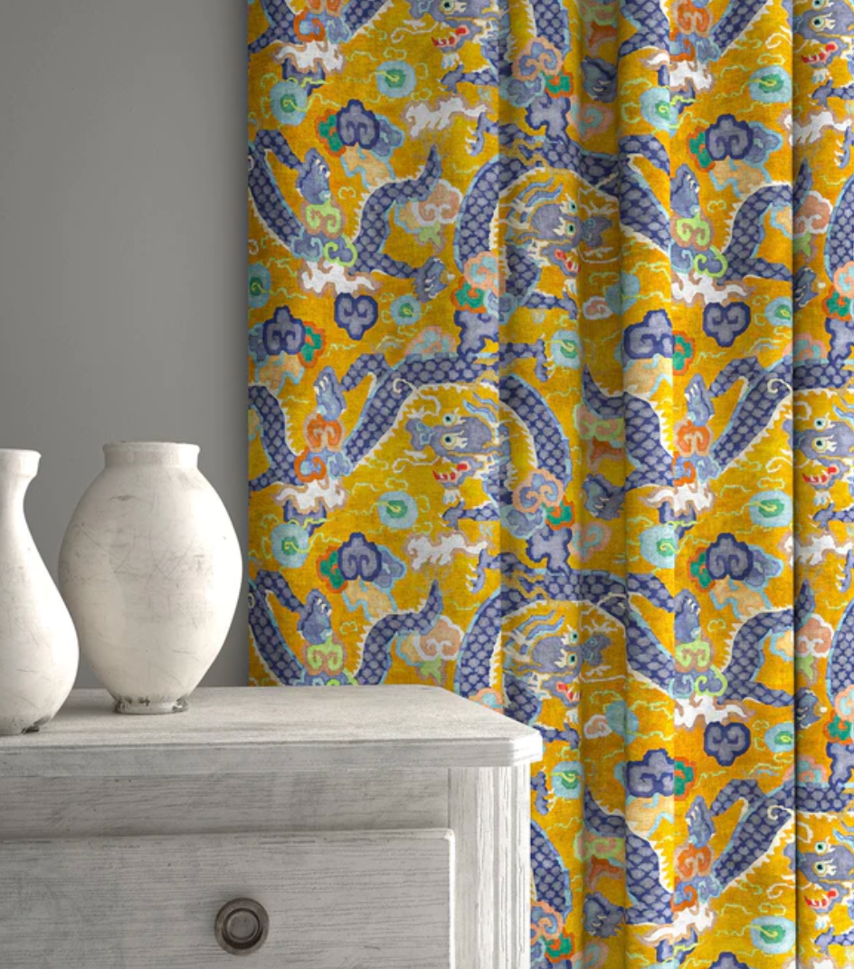 Yellow - Double Dragon by Linwood - Fabric, Curtains, Roman Blinds lounge