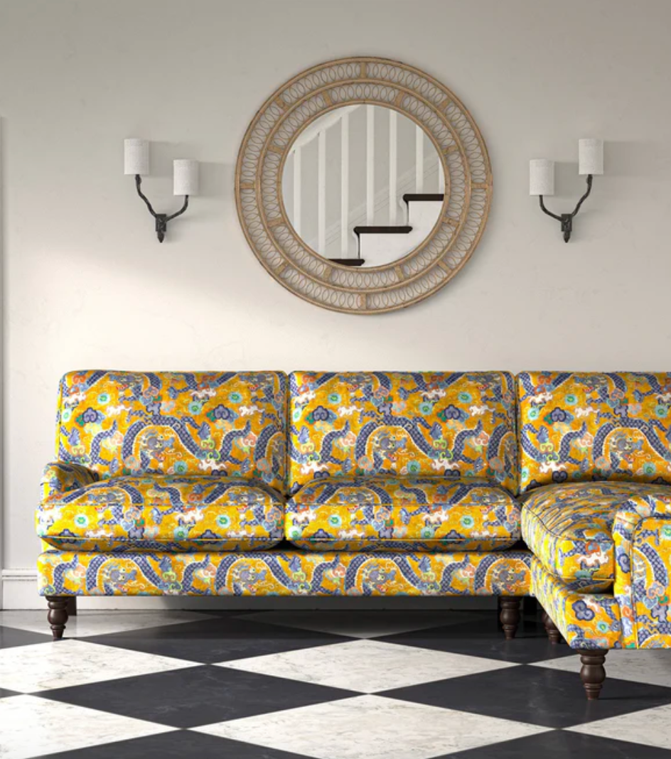 Yellow - Double Dragon by Linwood - Fabric, Curtains, Roman Blinds sofa