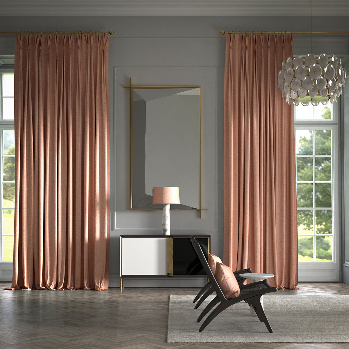 James Hare Mayfair Soft Terracotta Made to Measure Curtains