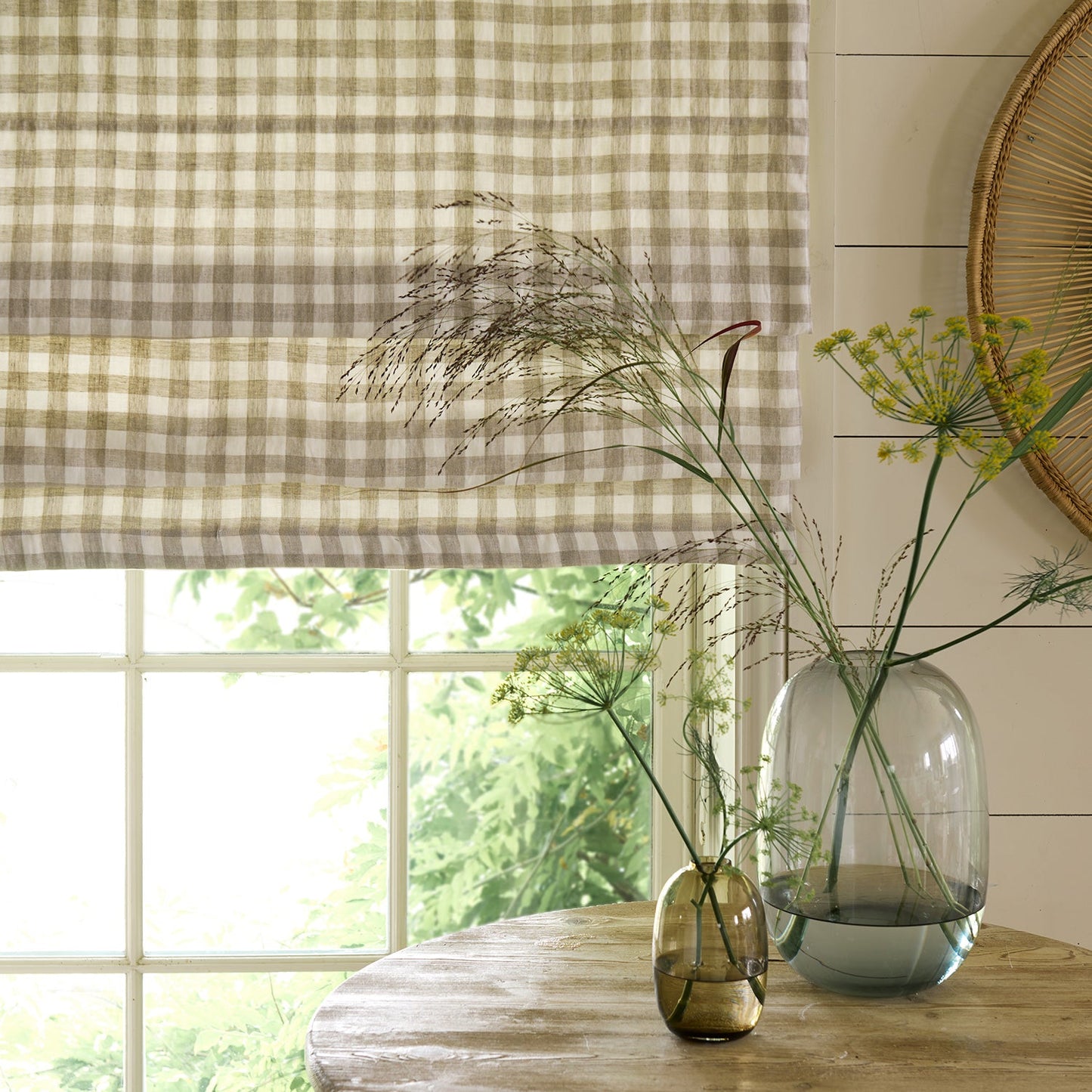 Linwood Danube Check Oatmeal Made to Measure Curtains
