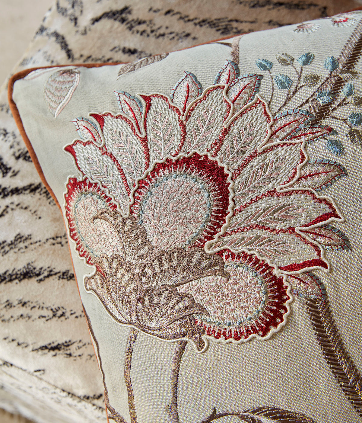 James Hare Shalimar Red/Mushroom Made to Measure Curtains
