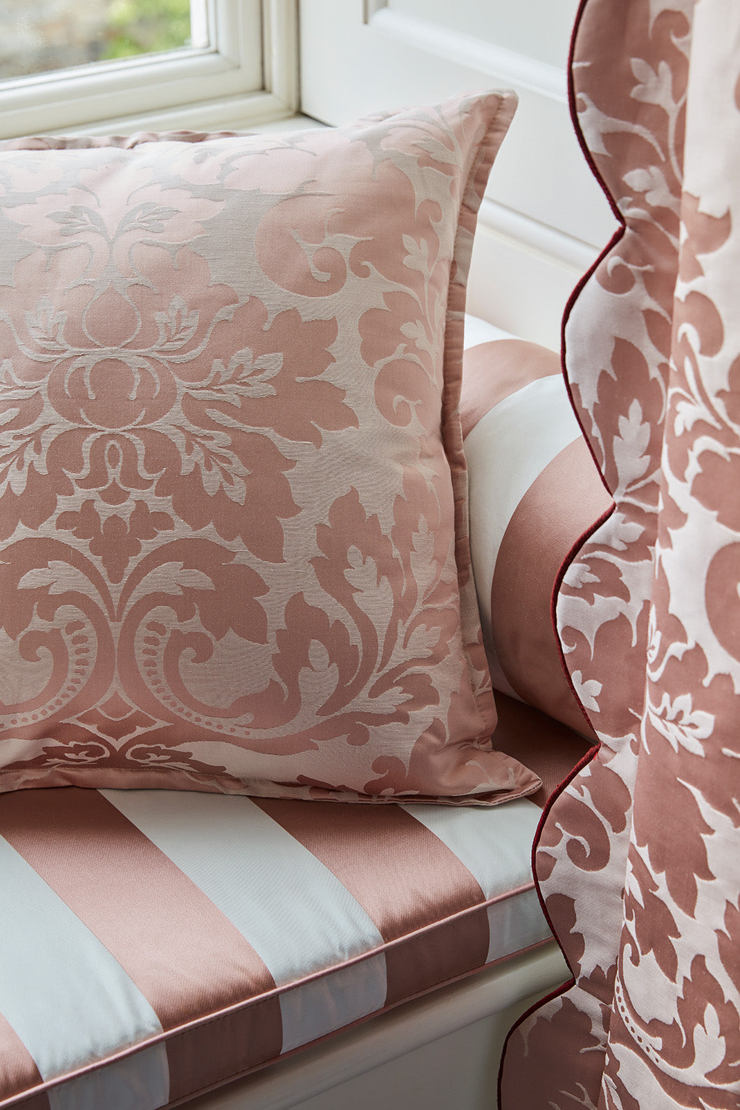 James Hare Rococo Stripe Fawn Pink Made to Measure Roman Blinds