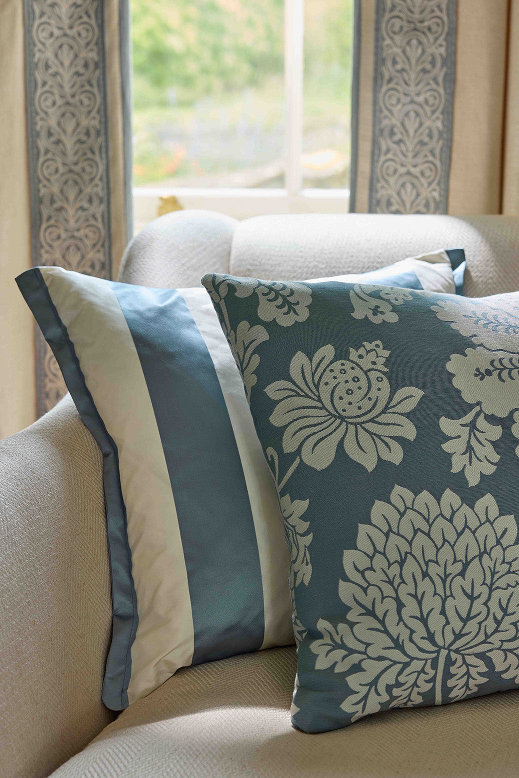 James Hare Rococo Stripe Polar Made to Measure Curtains