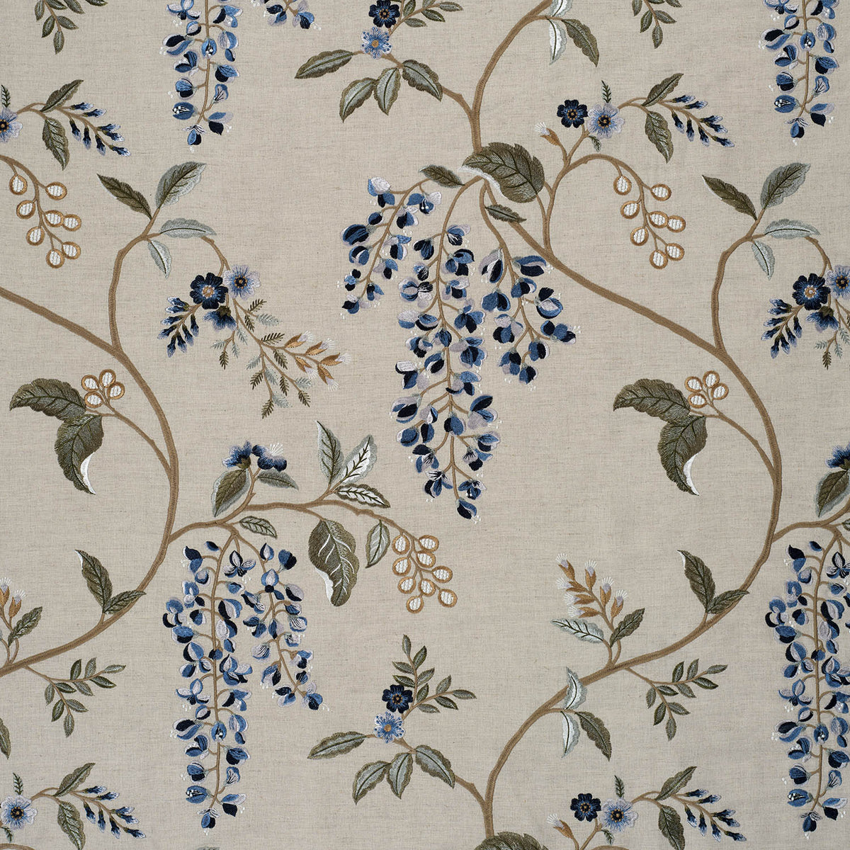 James Hare Wisteria Vine Linen Gentian Blue Made to Measure Roman Blinds