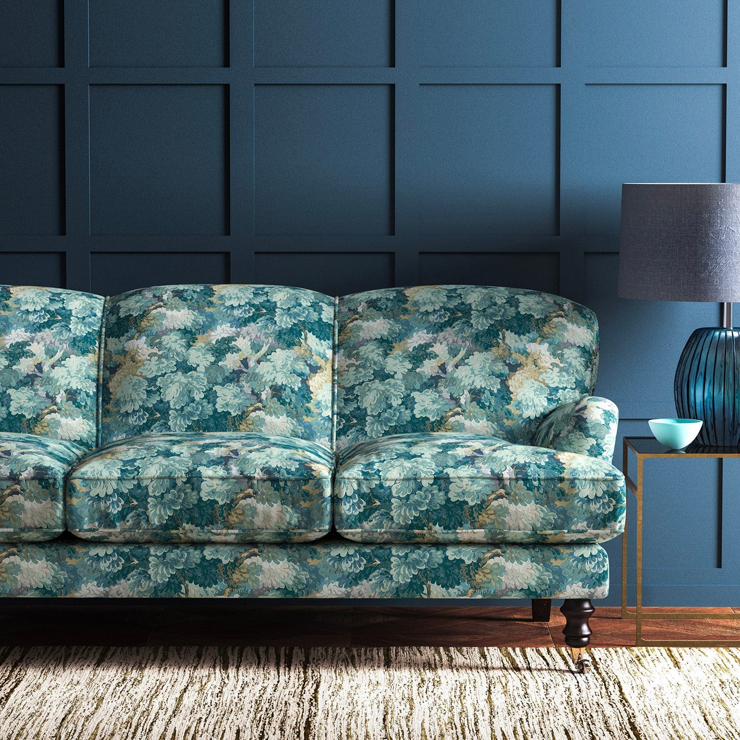 Linwood English Oak Teal FR Made to Measure Curtains