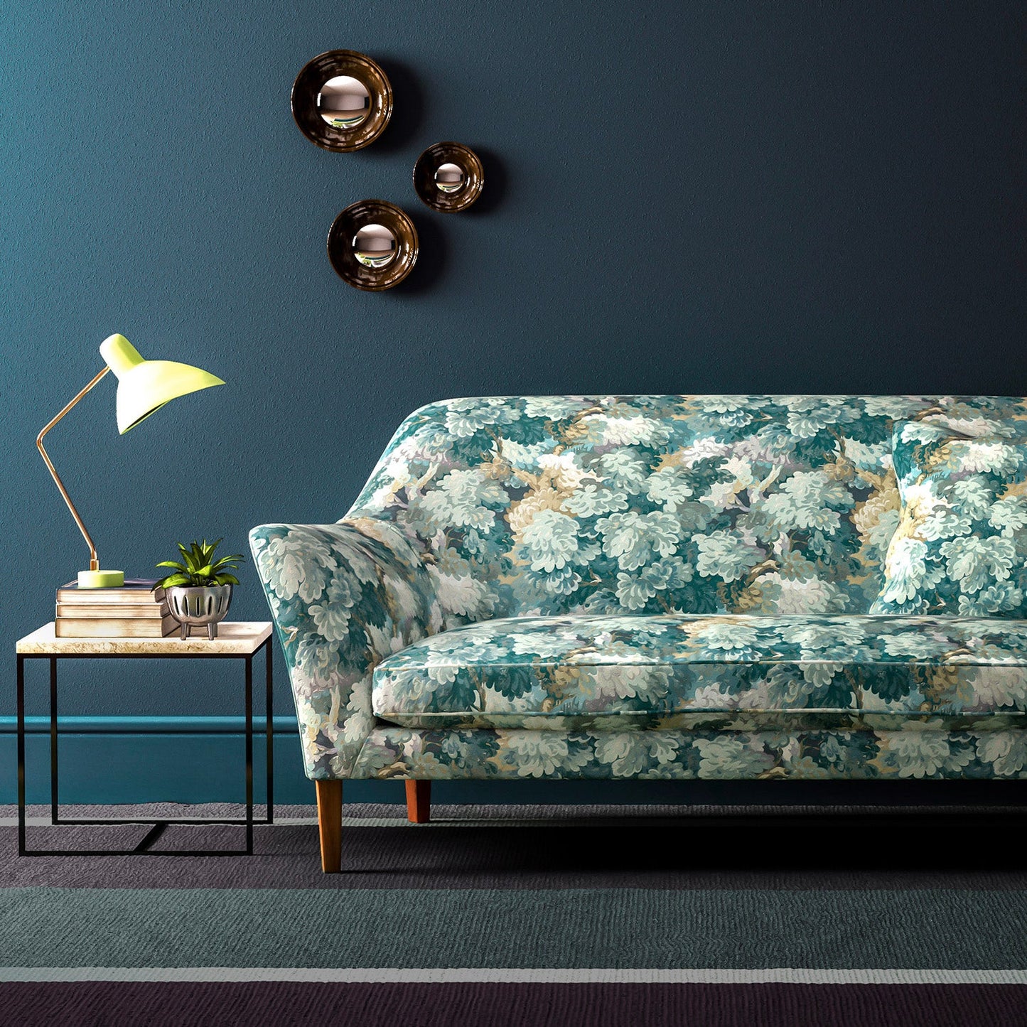 Linwood English Oak Teal FR Made to Measure Curtains
