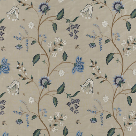 James Hare Silwood Silk Blanched Almond/Blues Made to Measure Curtains