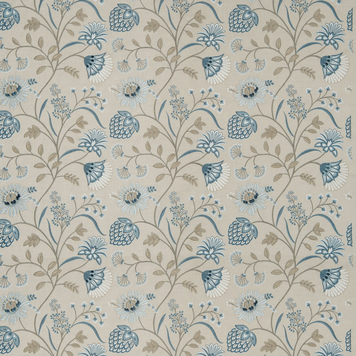 James Hare Siam Linen Natural/Eton Blue Made to Measure Curtains