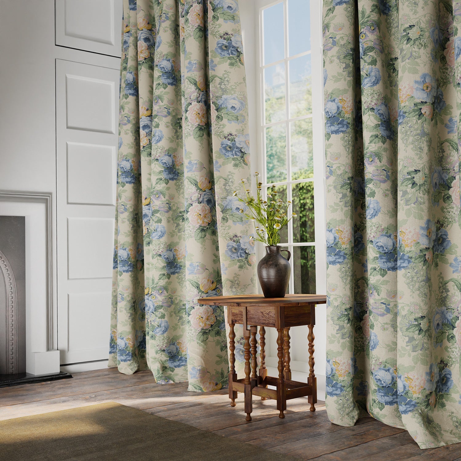 Linwood Albertine Blue Rose Made to Measure Curtains