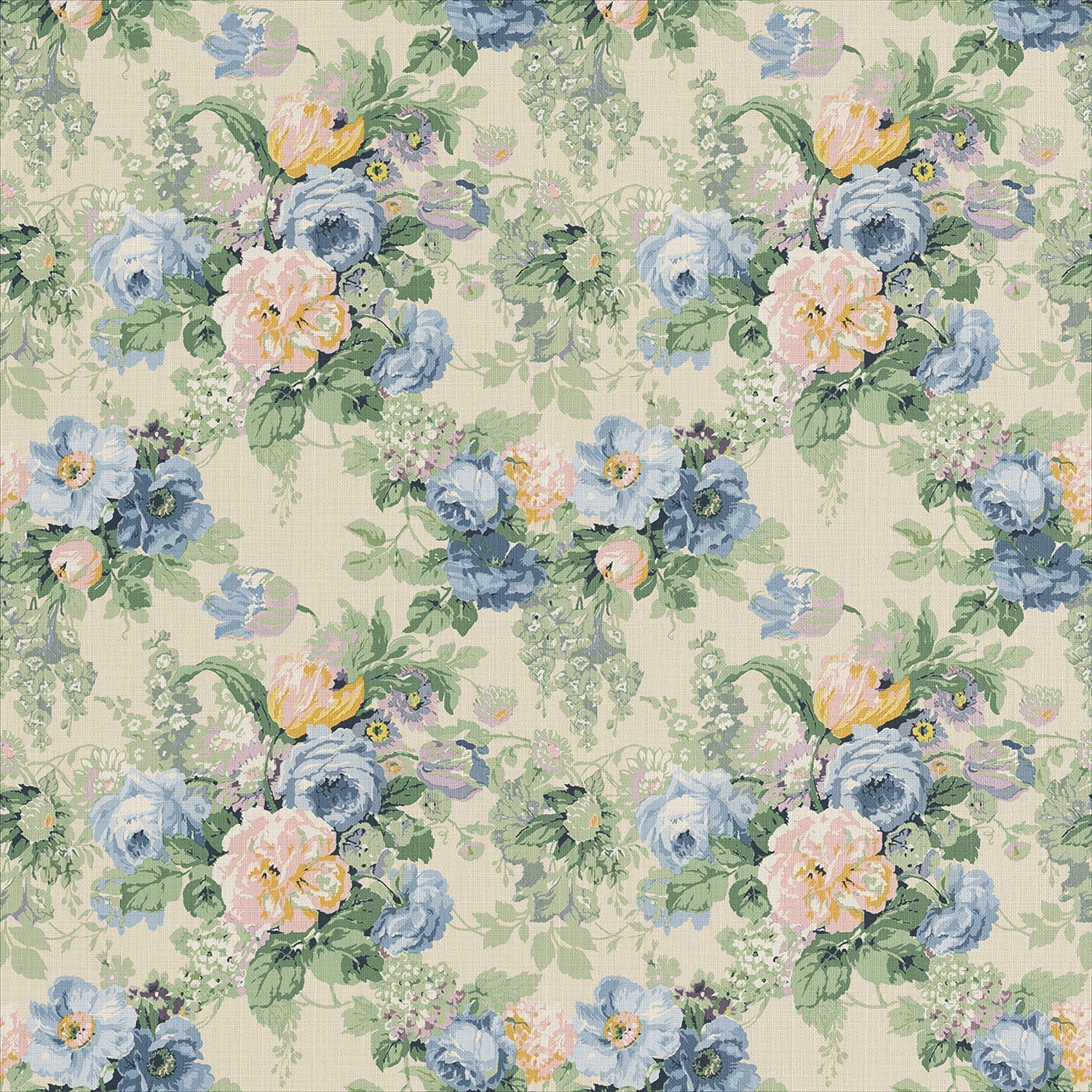 Linwood Albertine Blue Rose FR Made to Measure Curtains