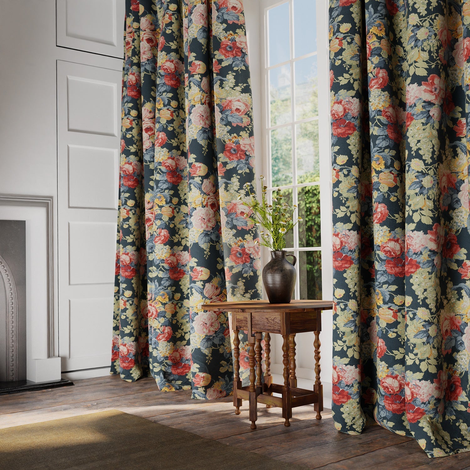 Linwood Albertine Charcoal FR Made to Measure Curtains