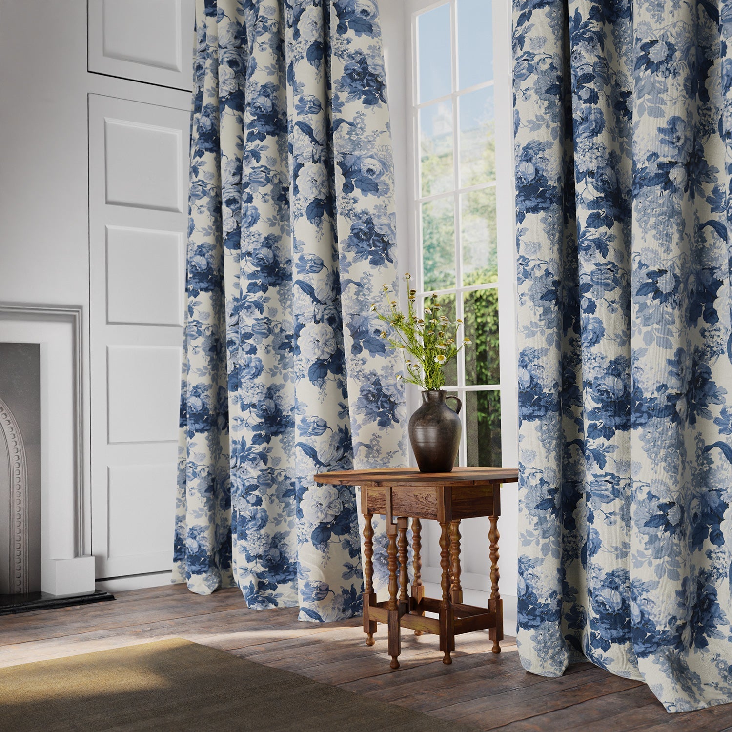Linwood Albertine Classic Blue FR Made to Measure Curtains