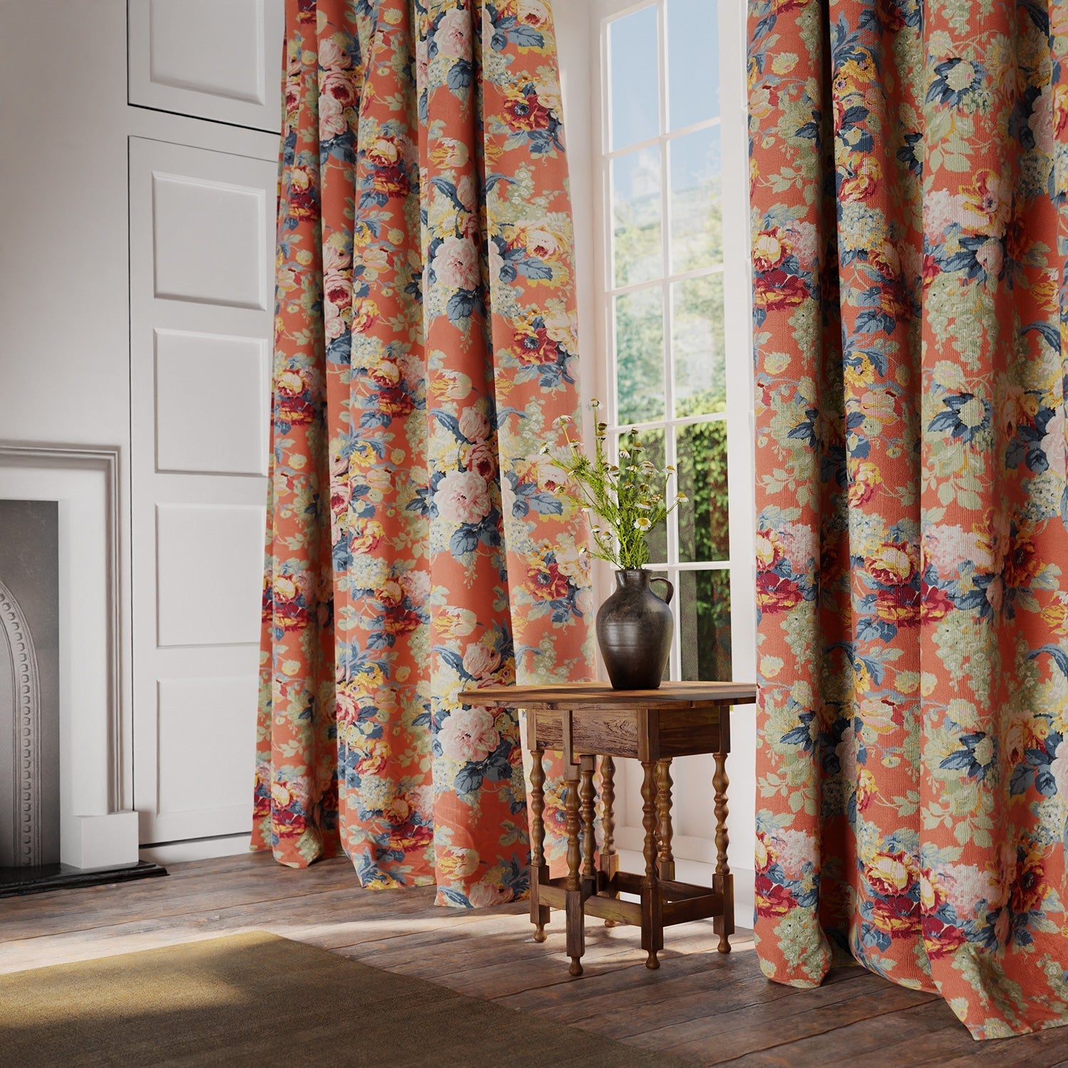 Linwood Albertine Coral Orange Made to Measure Curtains