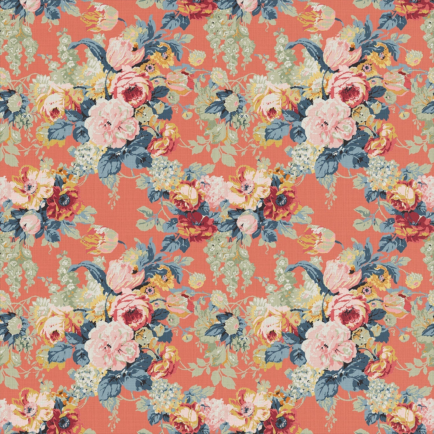 Linwood Albertine Coral Orange FR Made to Measure Curtains