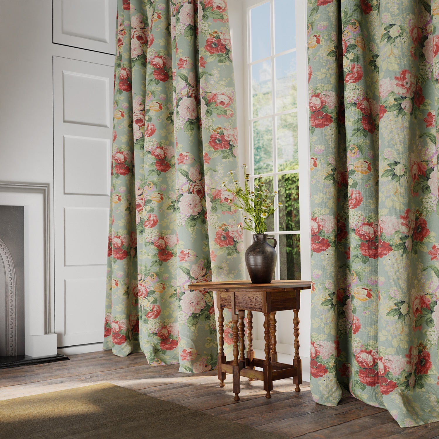 Linwood Albertine Grey Skies FR Made to Measure Curtains