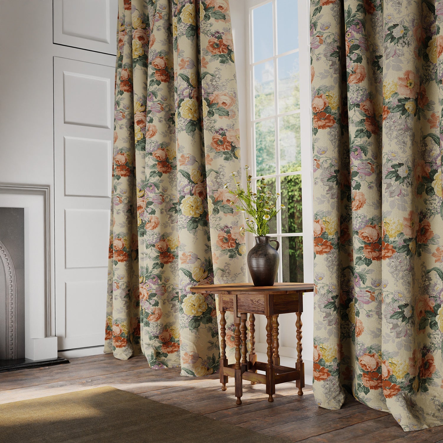 Linwood Albertine Summer Rose FR Made to Measure Curtains