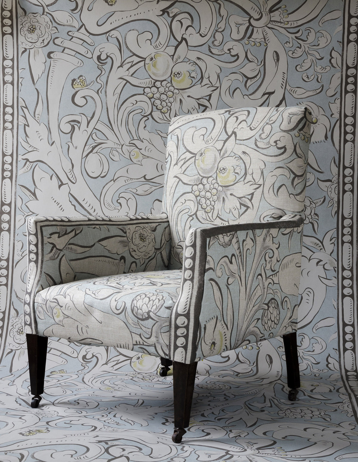 Lewis & Wood Bacchus Grigio Made to Measure Roman Blinds – lifestyle photograph