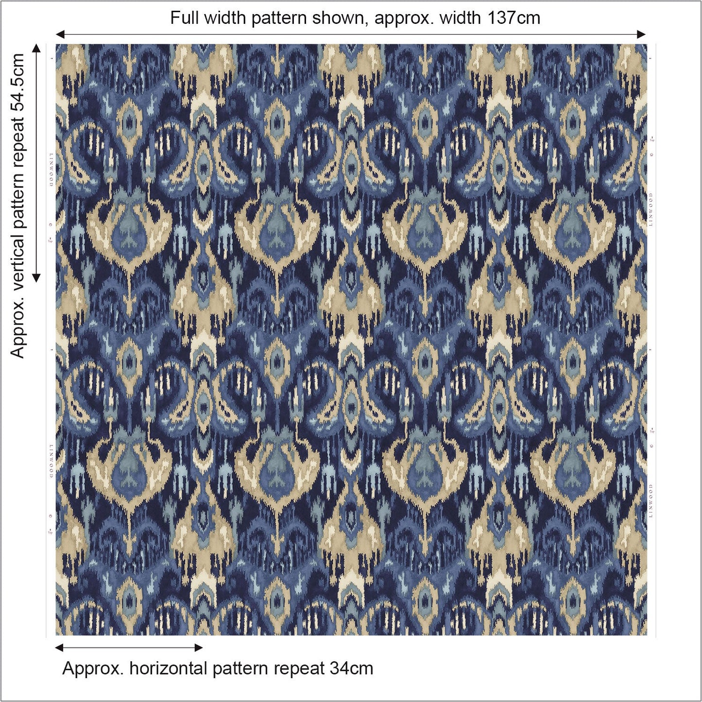 Linwood Bukhara Indigo FR Made to Measure Curtains