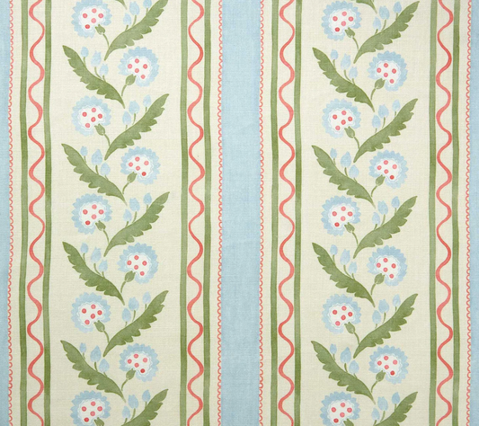 Cameo Blue - Polly Stripe, Flori Collection by Linwood fabric