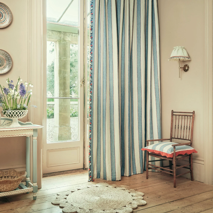 Cancan - Lola Stripe by Linwood - Curtains & Roman Blinds- curtains and cushion