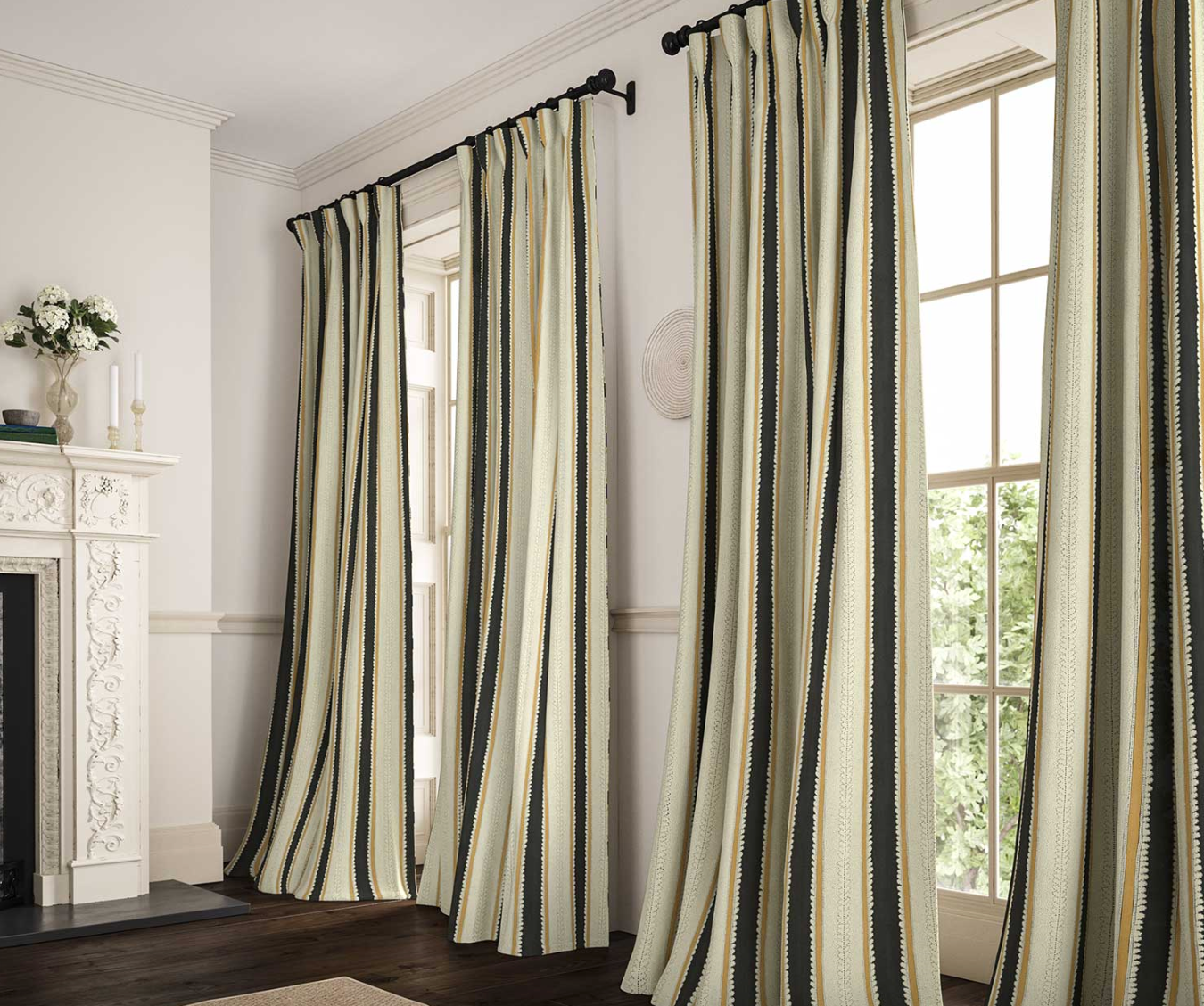 Charcoal - Dimity Stripe Linen by Linwood