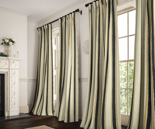 Charcoal - Dimity Stripe Linen by Linwood