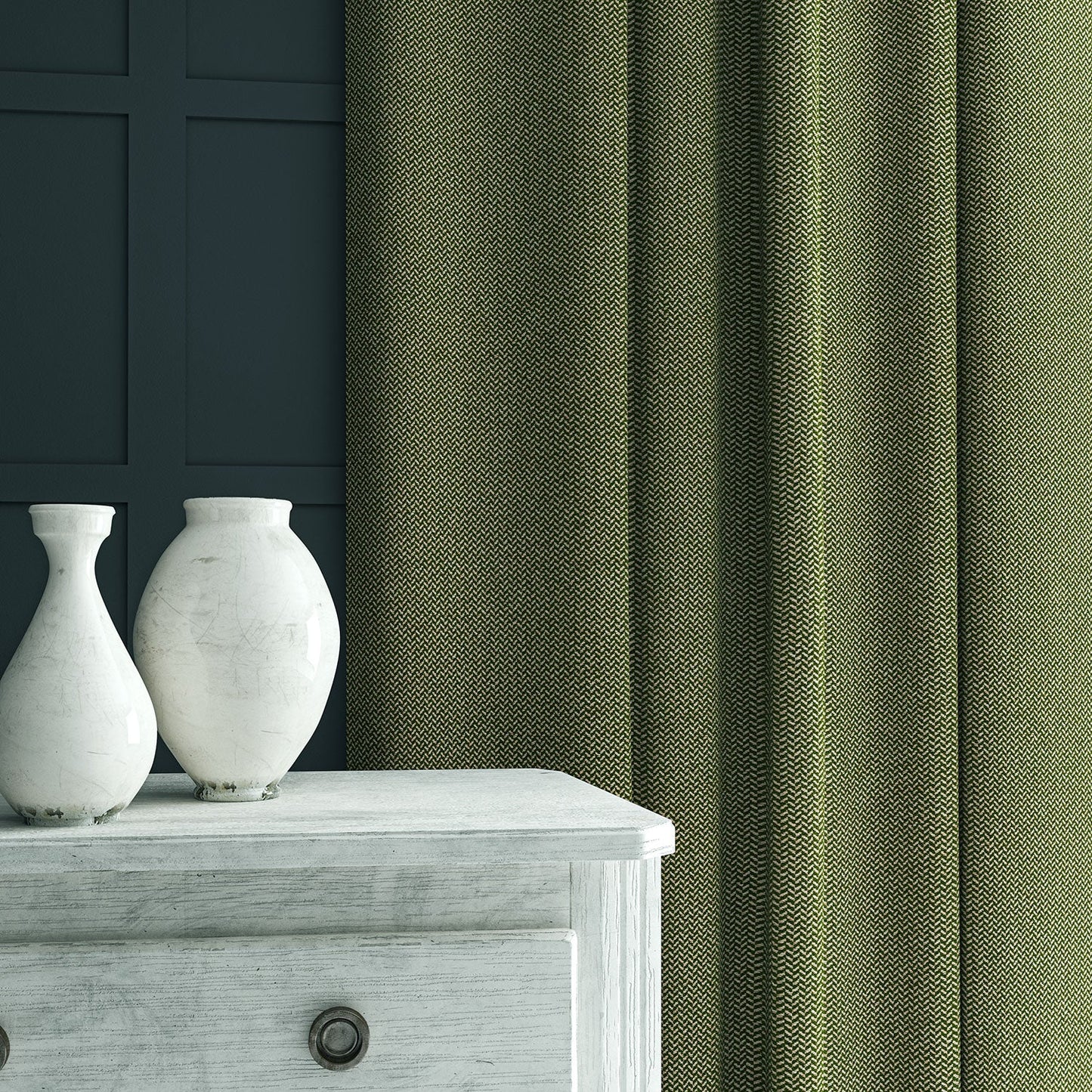 Linwood Cobblestone Lincoln Green FR Made to Measure Curtains