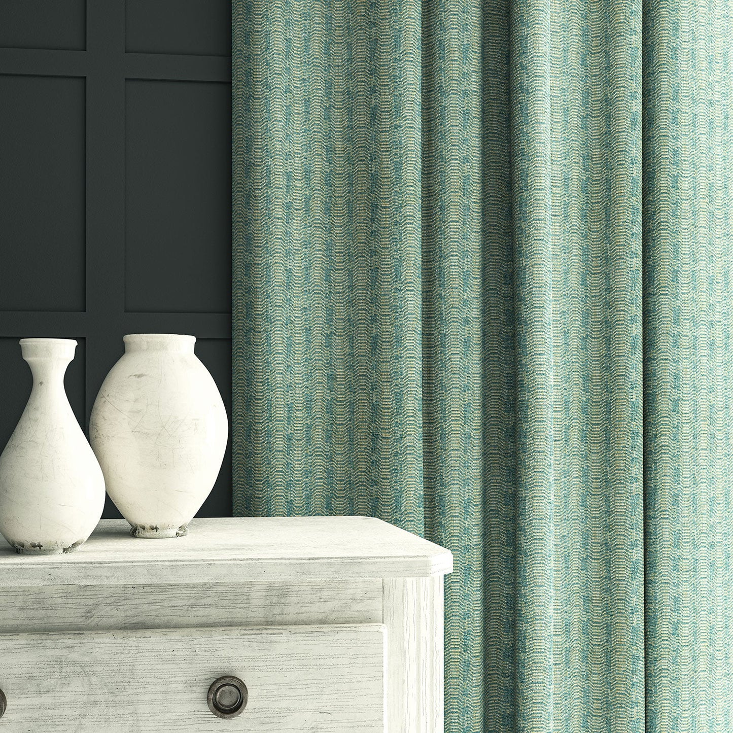 Linwood Lamina Blue Pool Made to Measure Curtains